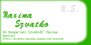 maxima szvatko business card